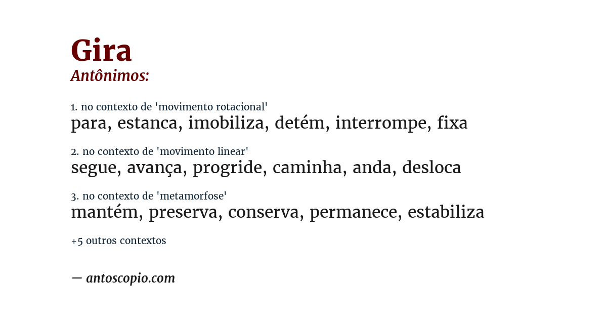 Antônimo de gira