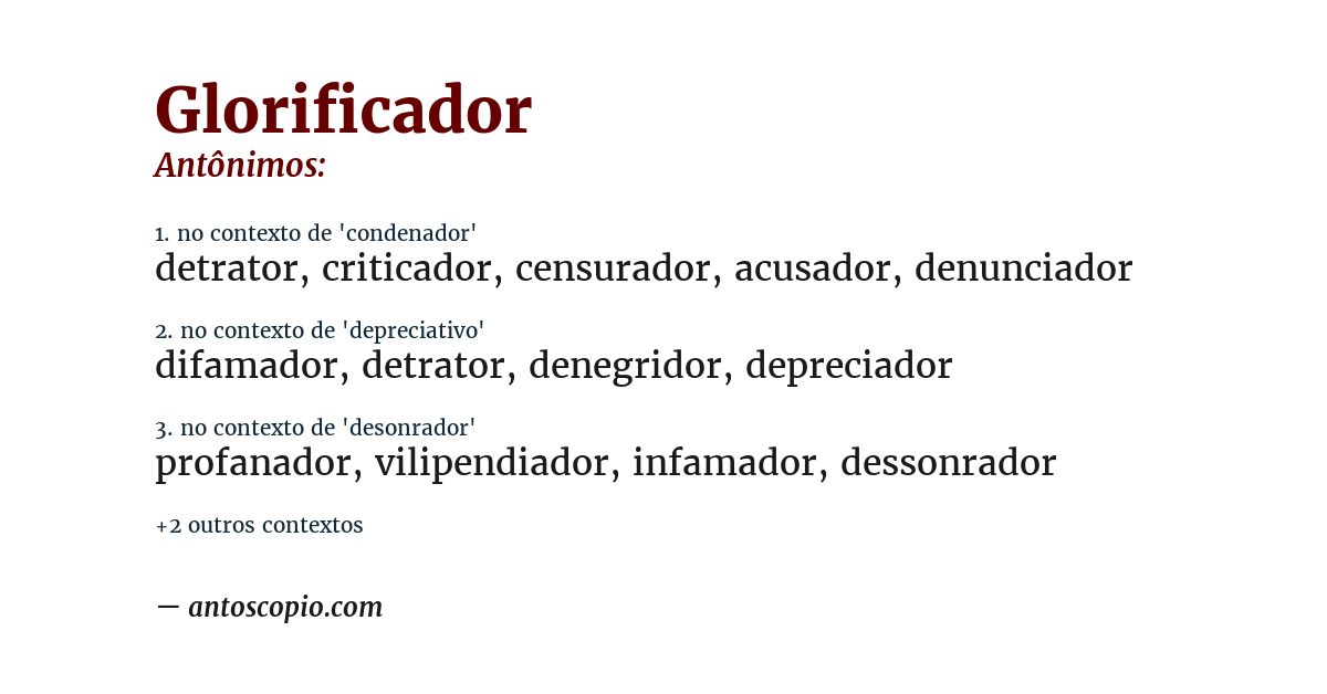 Antônimo de glorificador