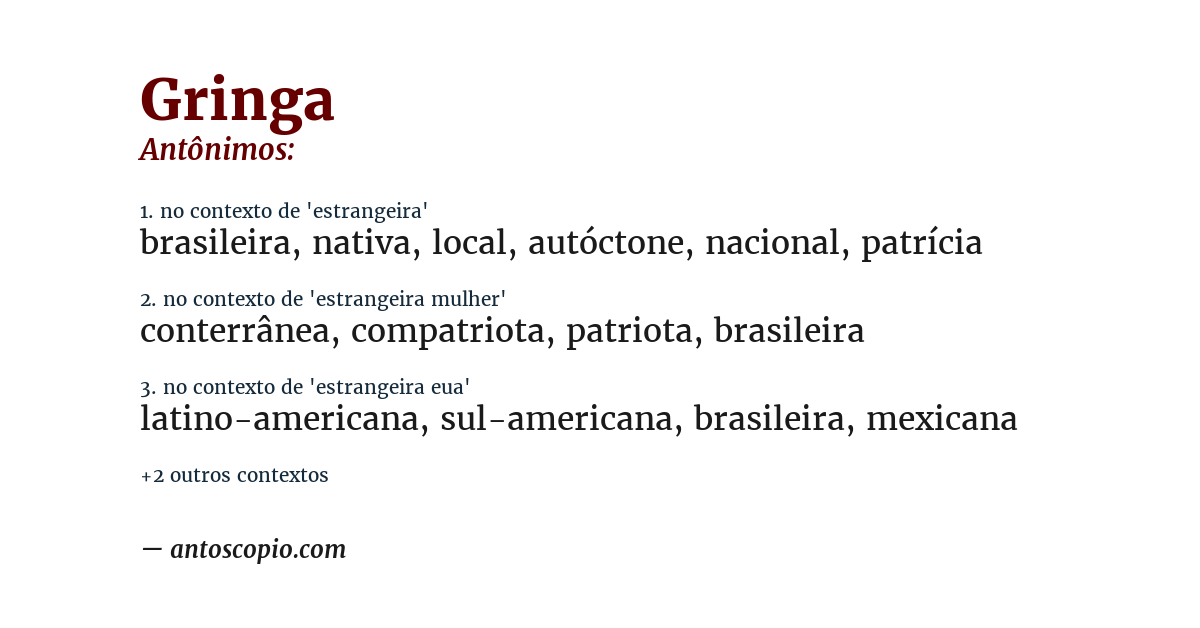 Antônimo de gringa
