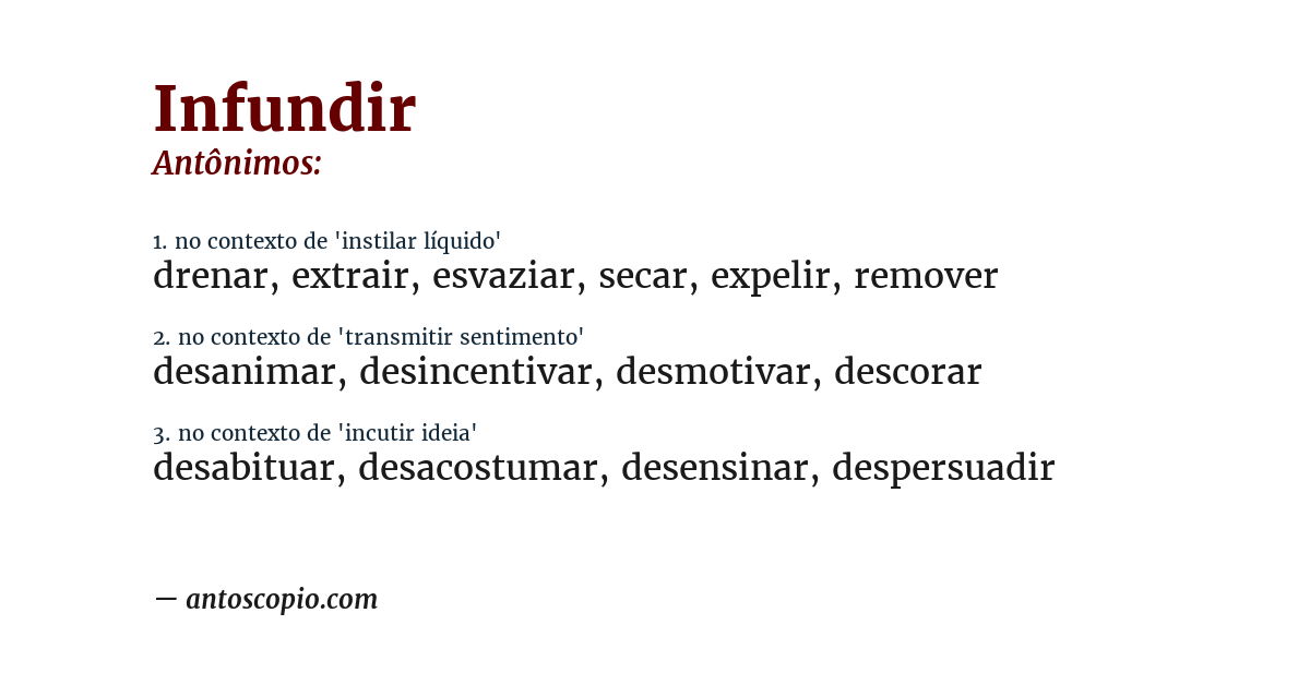 Antônimo de infundir