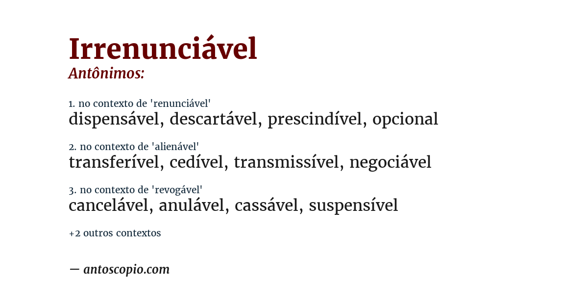 Antônimo de irrenunciável