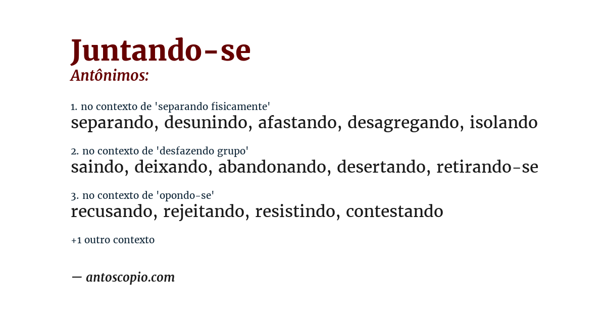 Antônimo de juntando-se