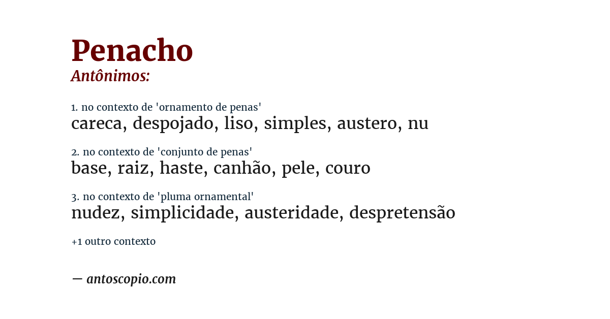 Antônimo de penacho