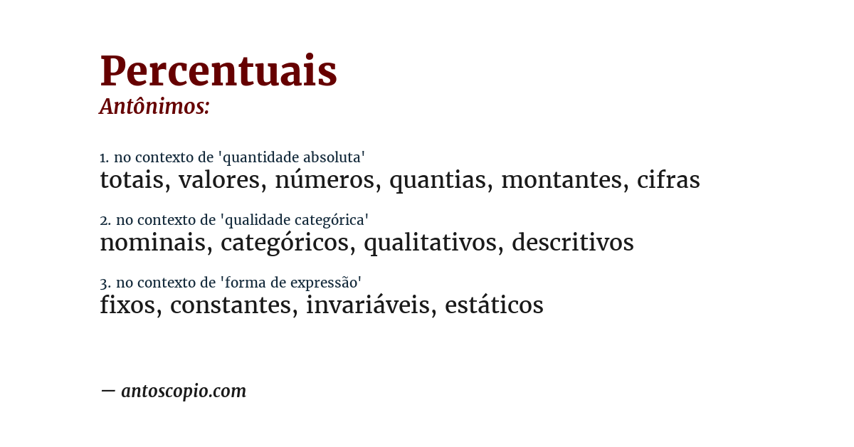 Antônimo de percentuais