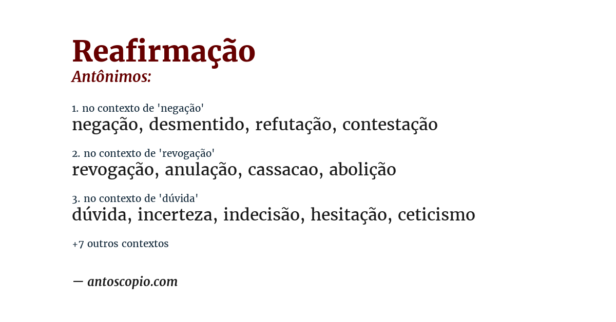 Antônimo de reafirmação