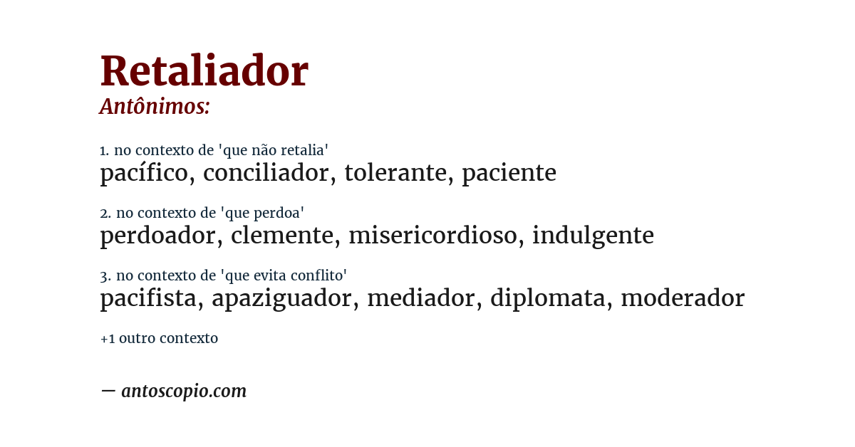 Antônimo de retaliador
