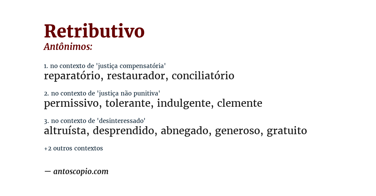 Antônimo de retributivo