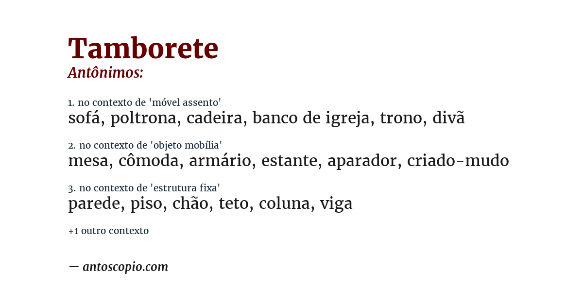 Antônimo de tamborete