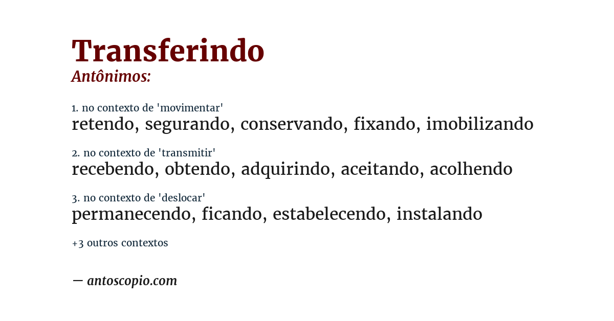 Antônimo de transferindo