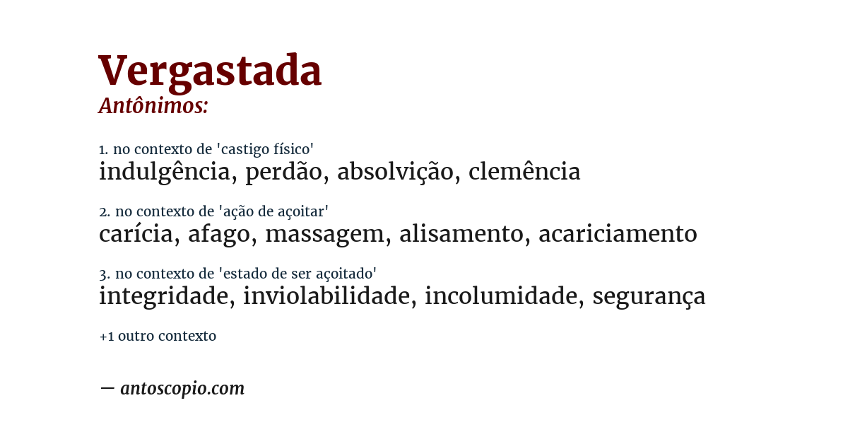 Antônimo de vergastada