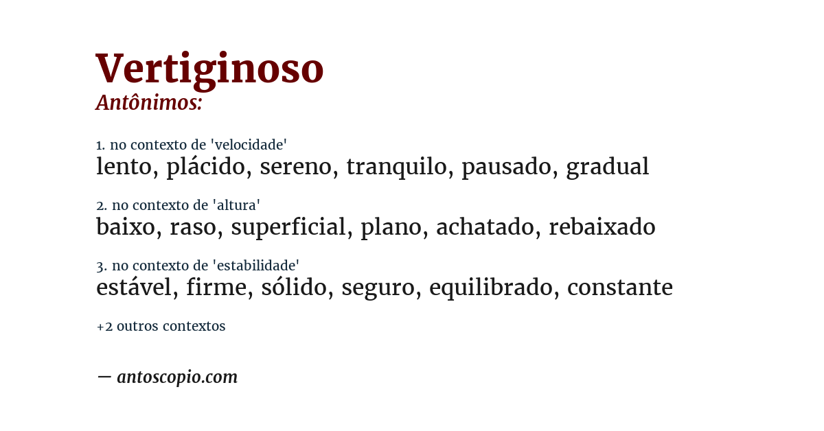 Antônimo de vertiginoso