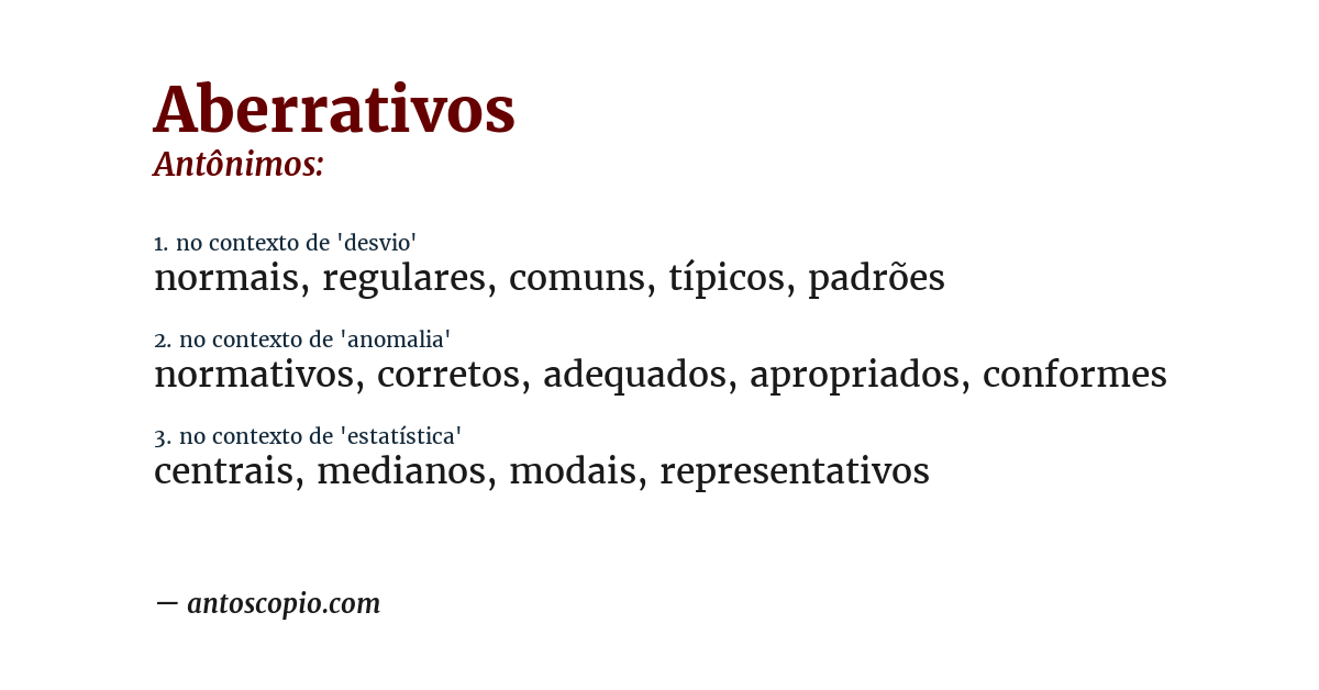 Antônimo de aberrativos