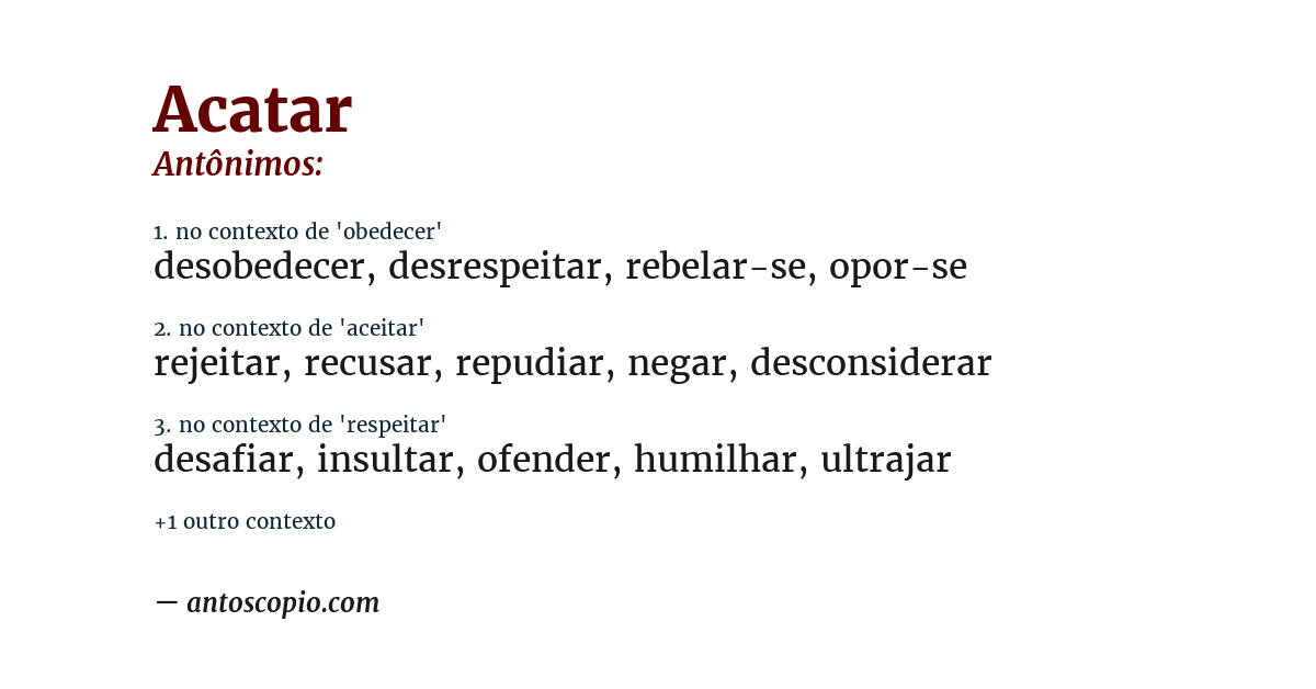 Antônimo de acatar