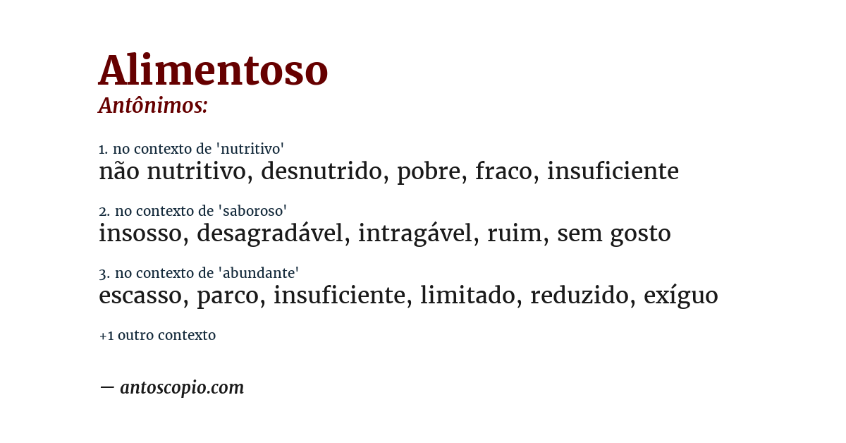 Antônimo de alimentoso