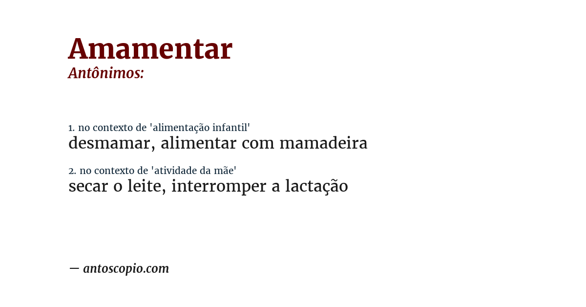 Antônimo de amamentar