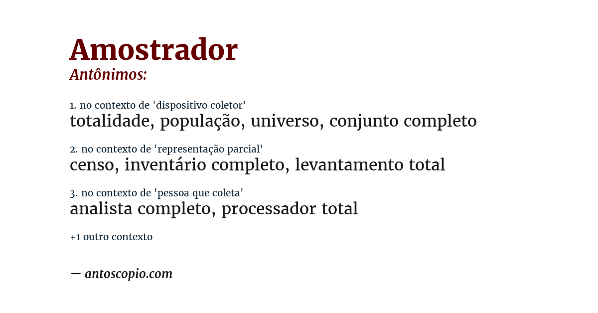 Antônimo de amostrador