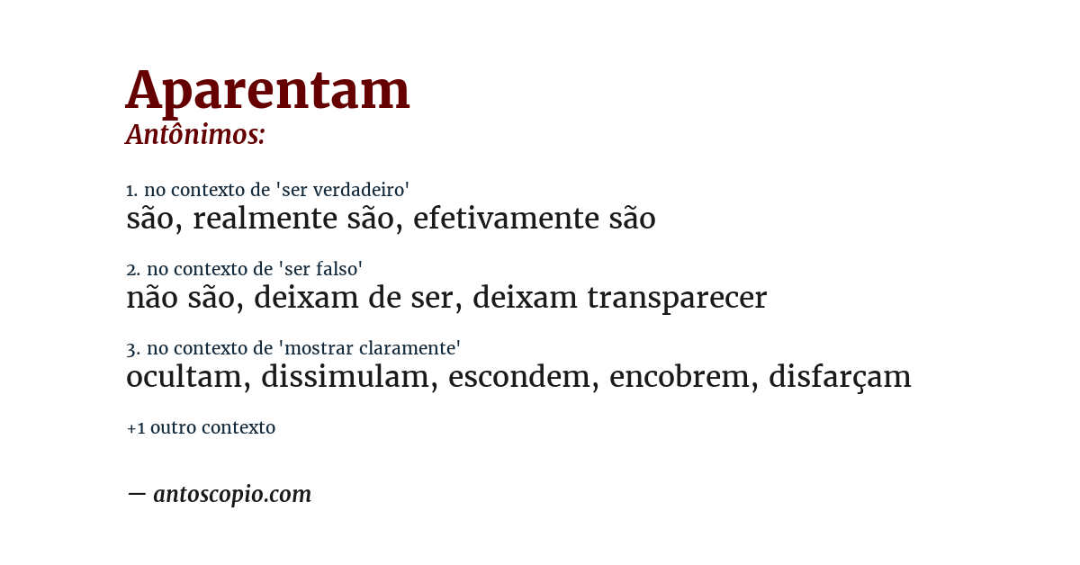 Antônimo de aparentam