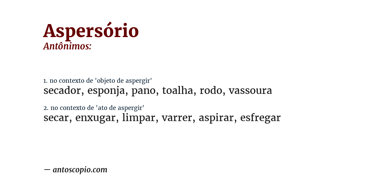 Antônimo de aspersório