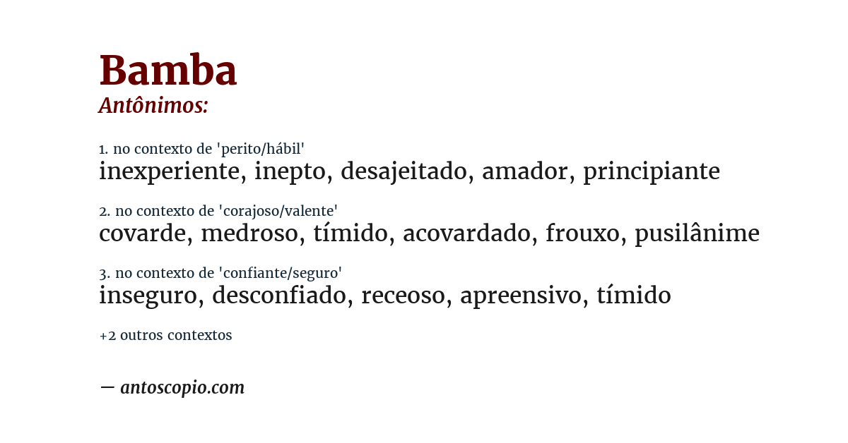 Antônimo de bamba