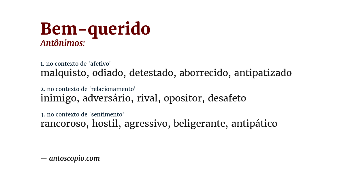 Antônimo de bem-querido