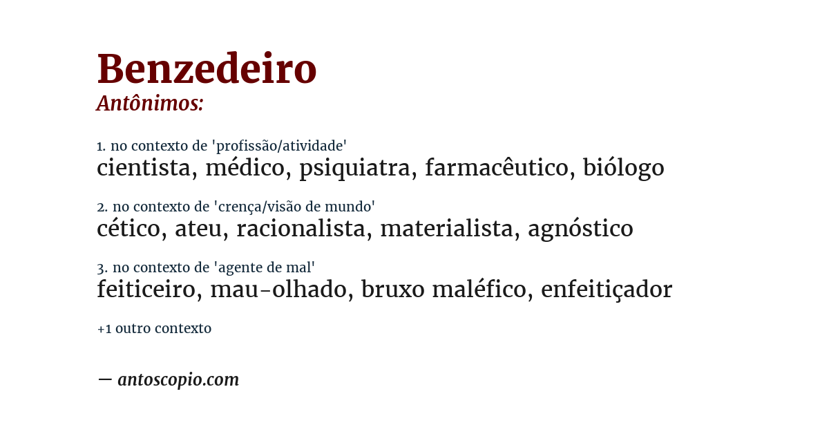 Antônimo de benzedeiro