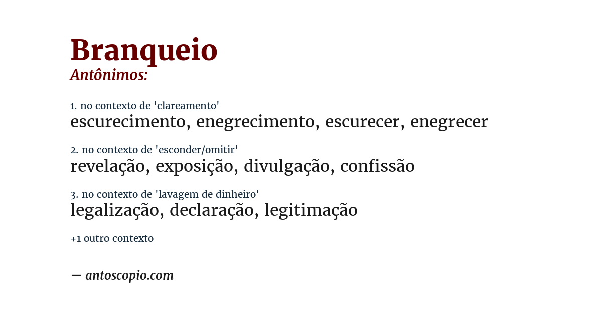 Antônimo de branqueio