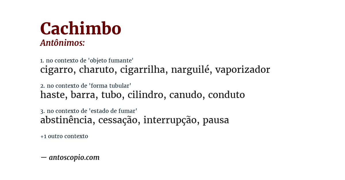 Antônimo de cachimbo