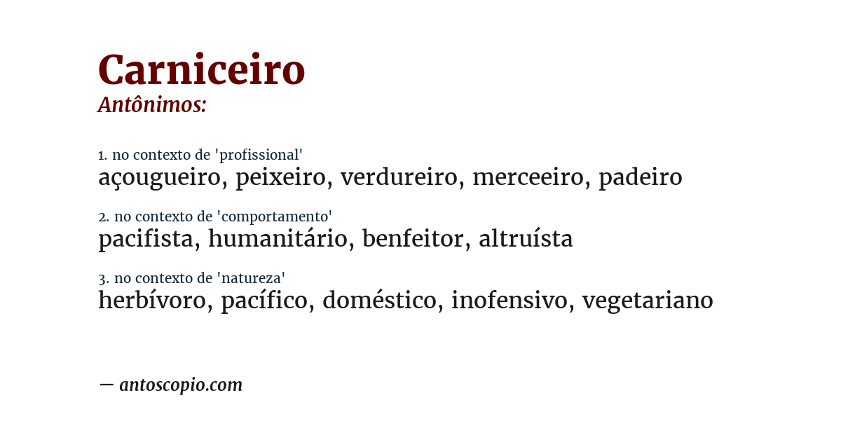 Antônimo de carniceiro