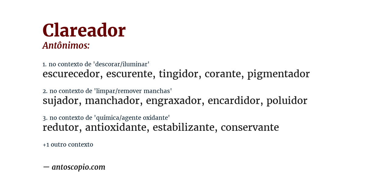 Antônimo de clareador