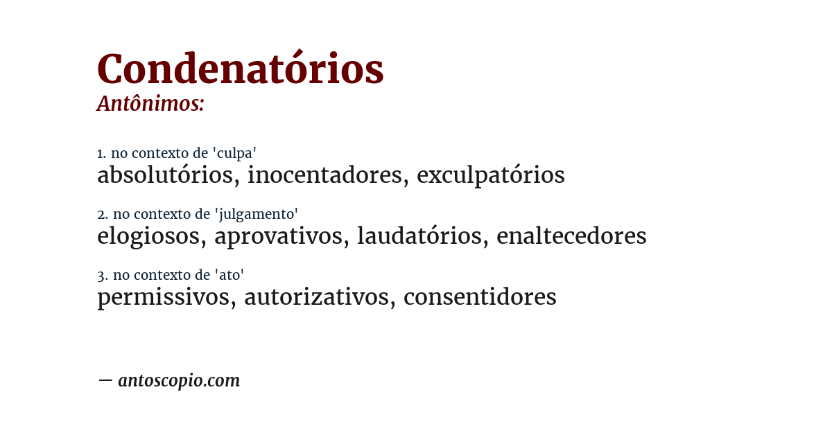 Antônimo de condenatórios