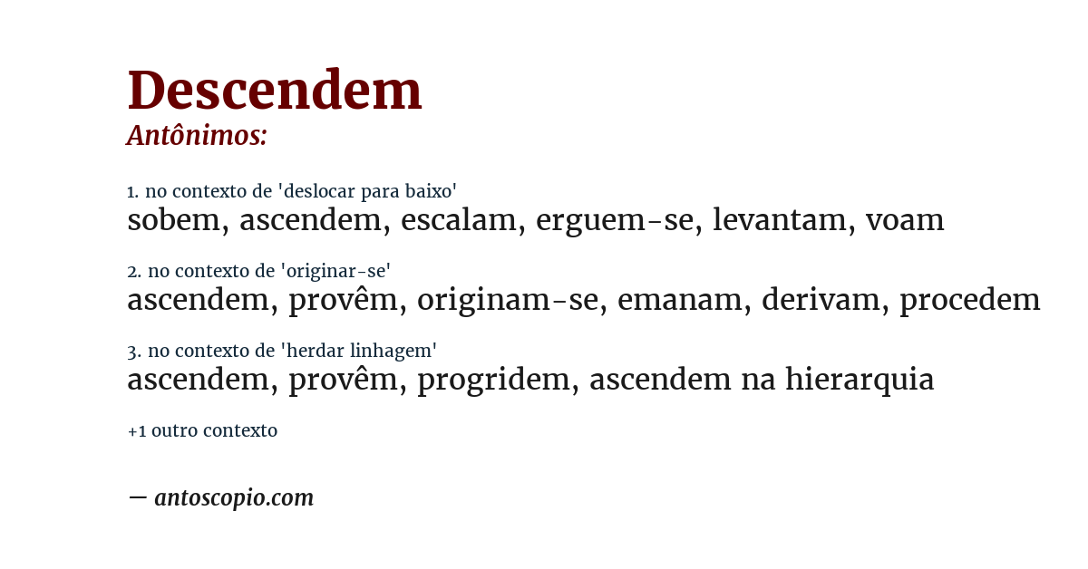 Antônimo de descendem