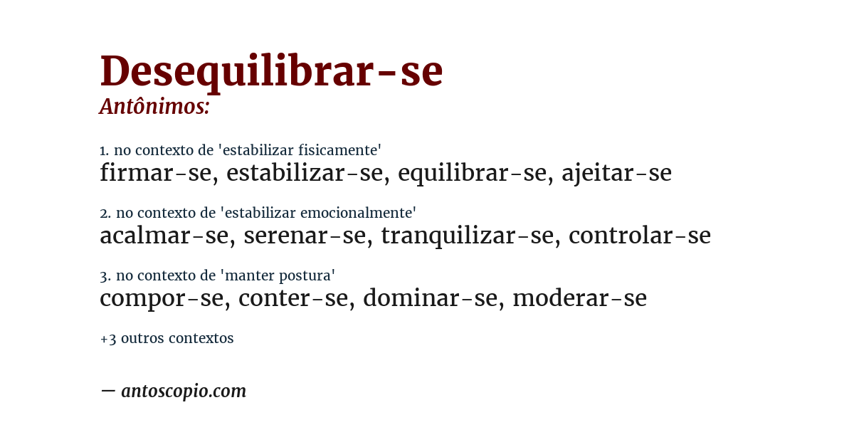 Antônimo de desequilibrar-se