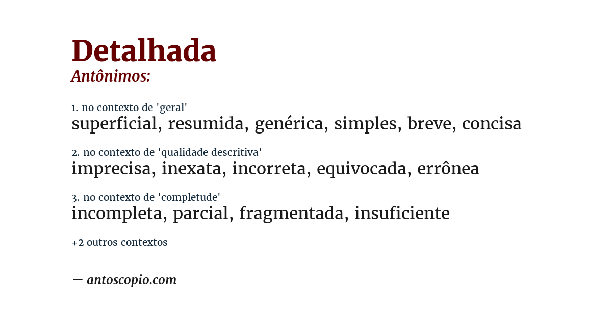Antônimo de detalhada