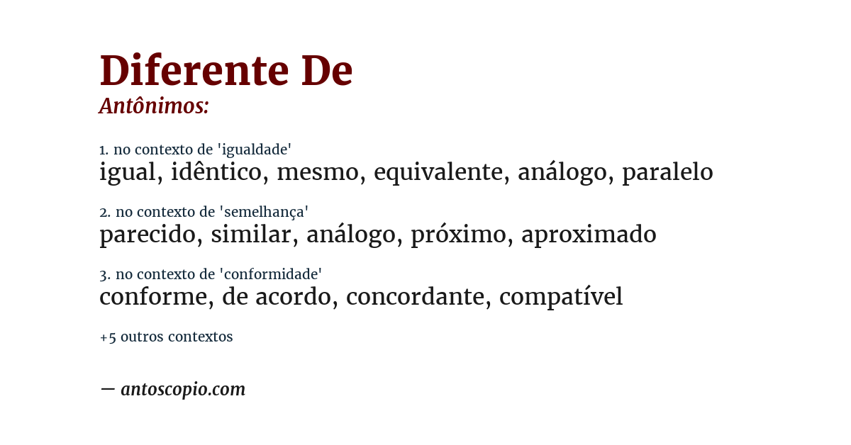 Antônimo de diferente de