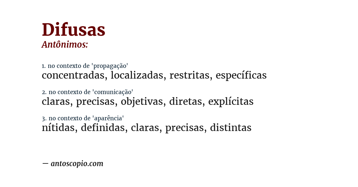 Antônimo de difusas