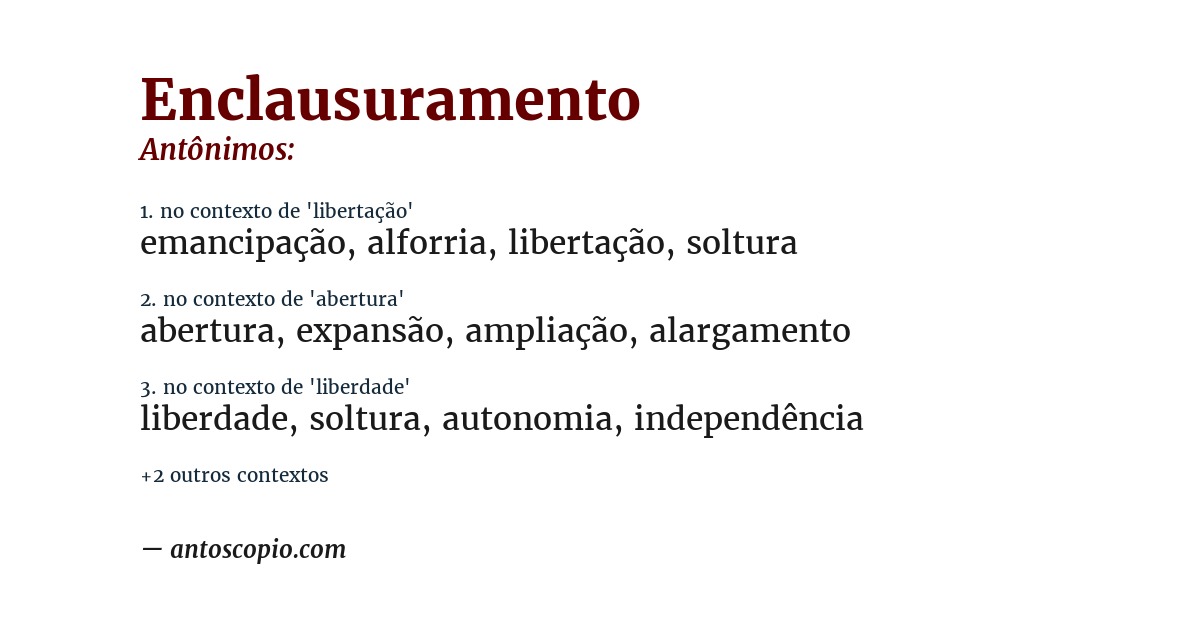Antônimo de enclausuramento