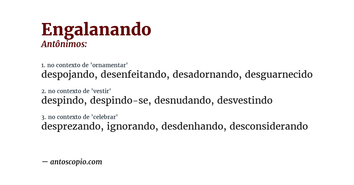 Antônimo de engalanando