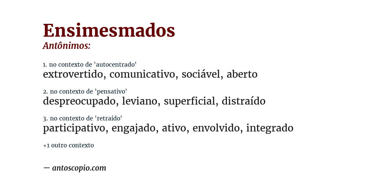 Antônimo de ensimesmados