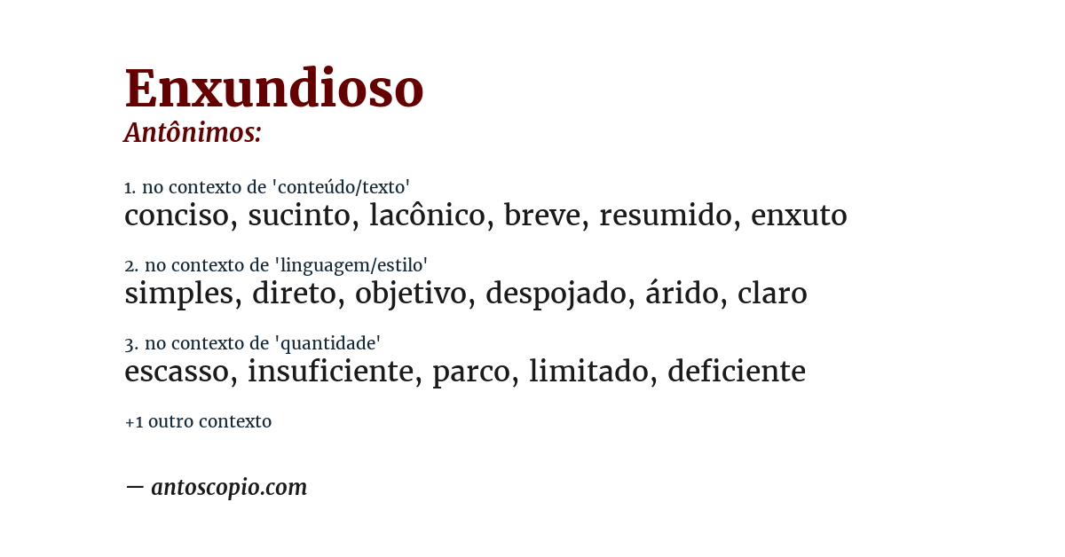 Antônimo de enxundioso