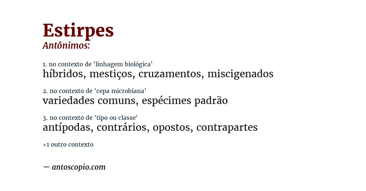 Antônimo de estirpes