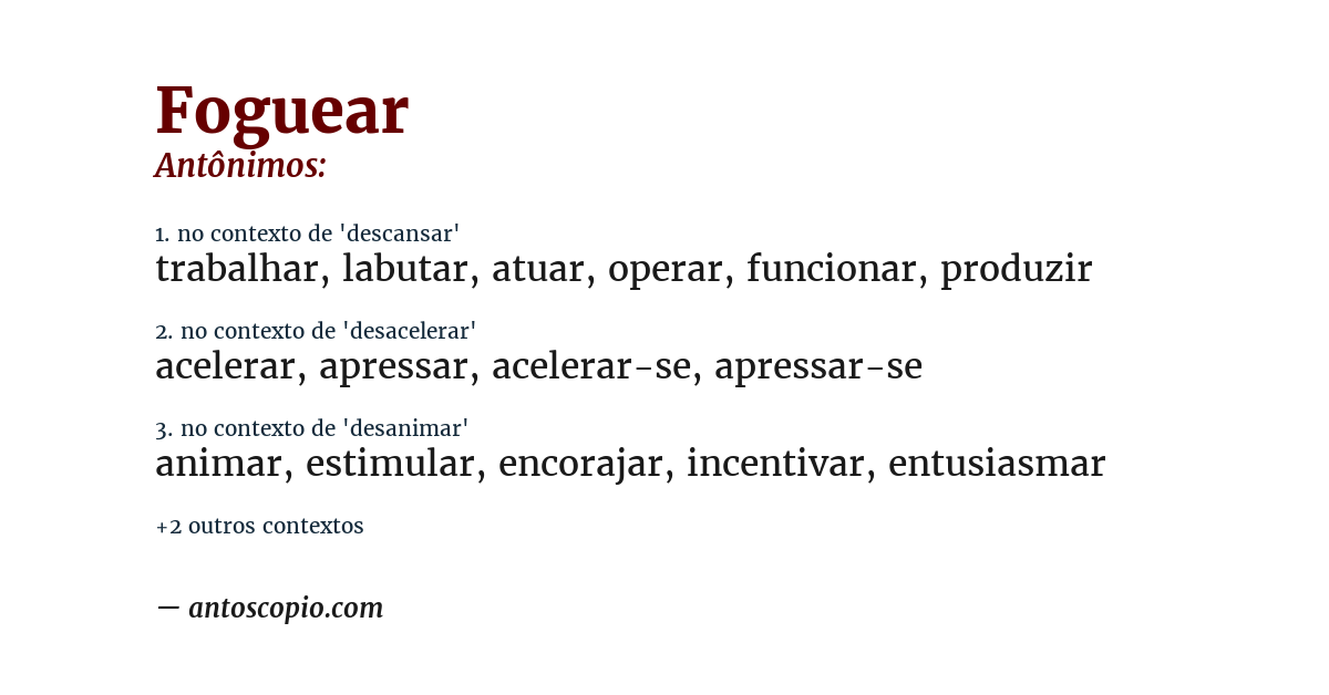 Antônimo de foguear