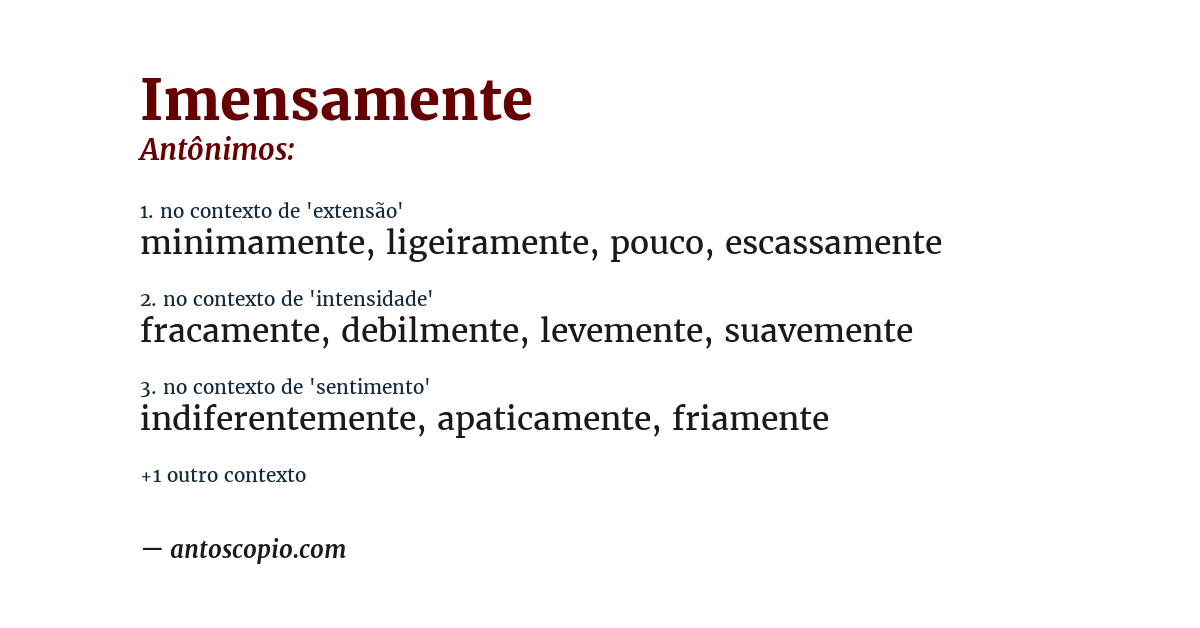 Antônimo de imensamente