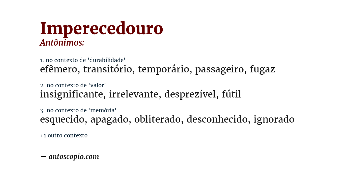 Antônimo de imperecedouro