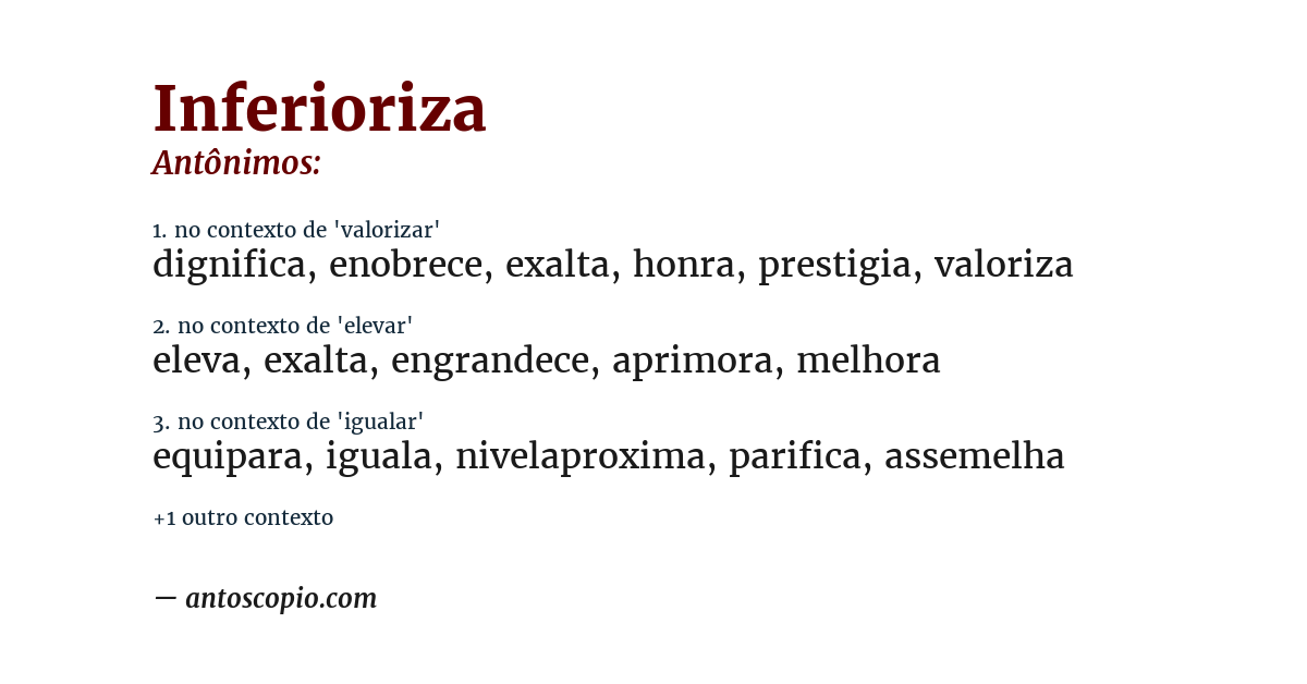 Antônimo de inferioriza