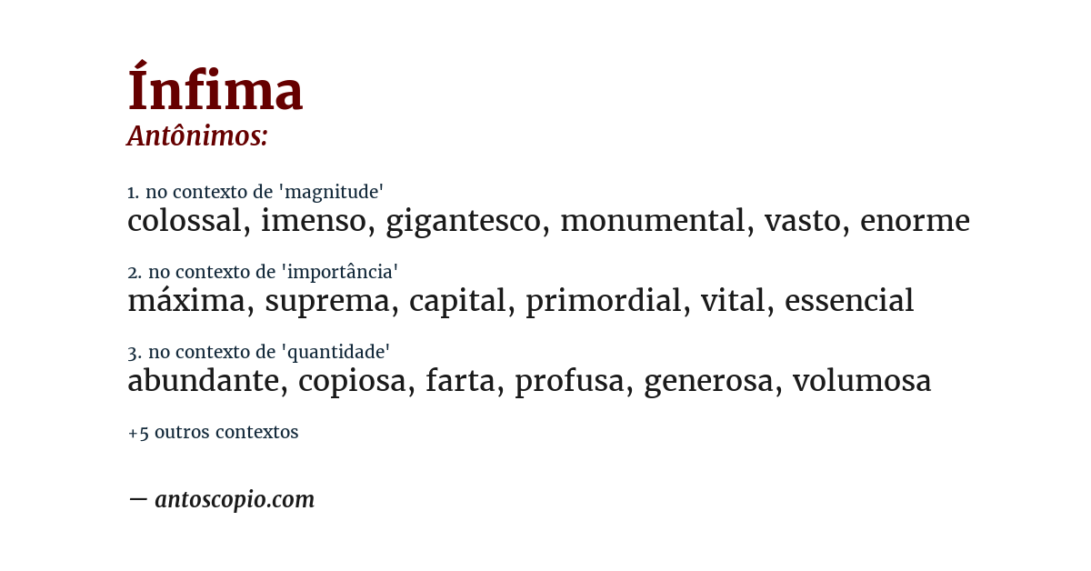 Antônimo de ínfima