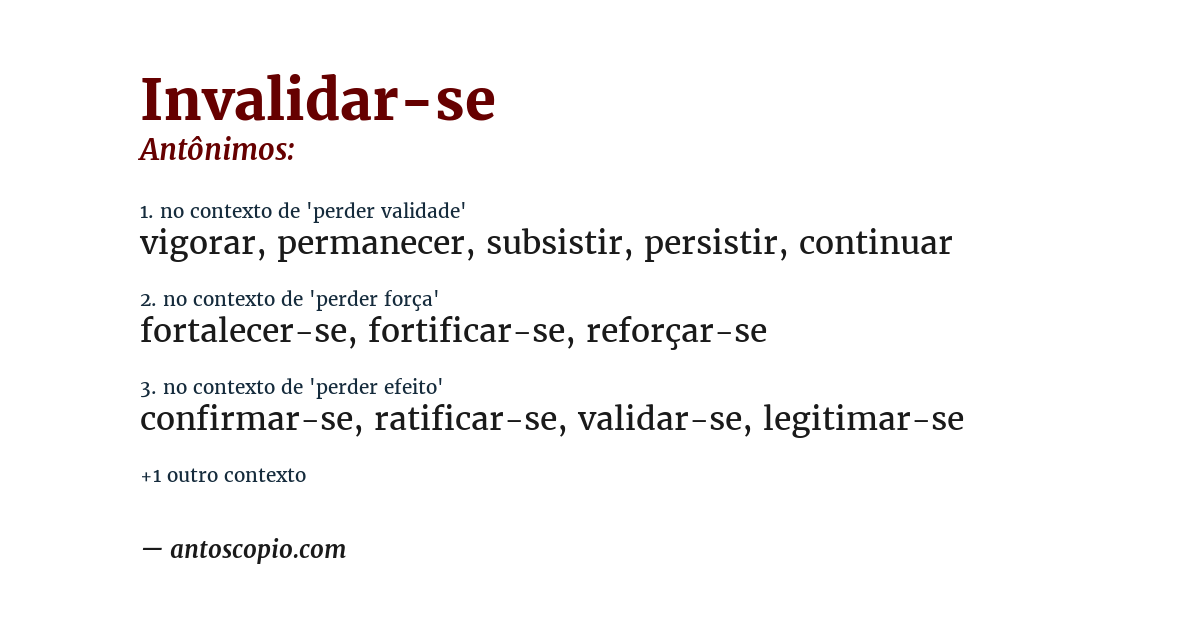 Antônimo de invalidar-se