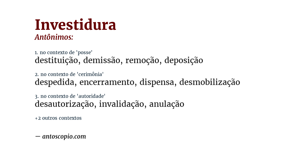 Antônimo de investidura