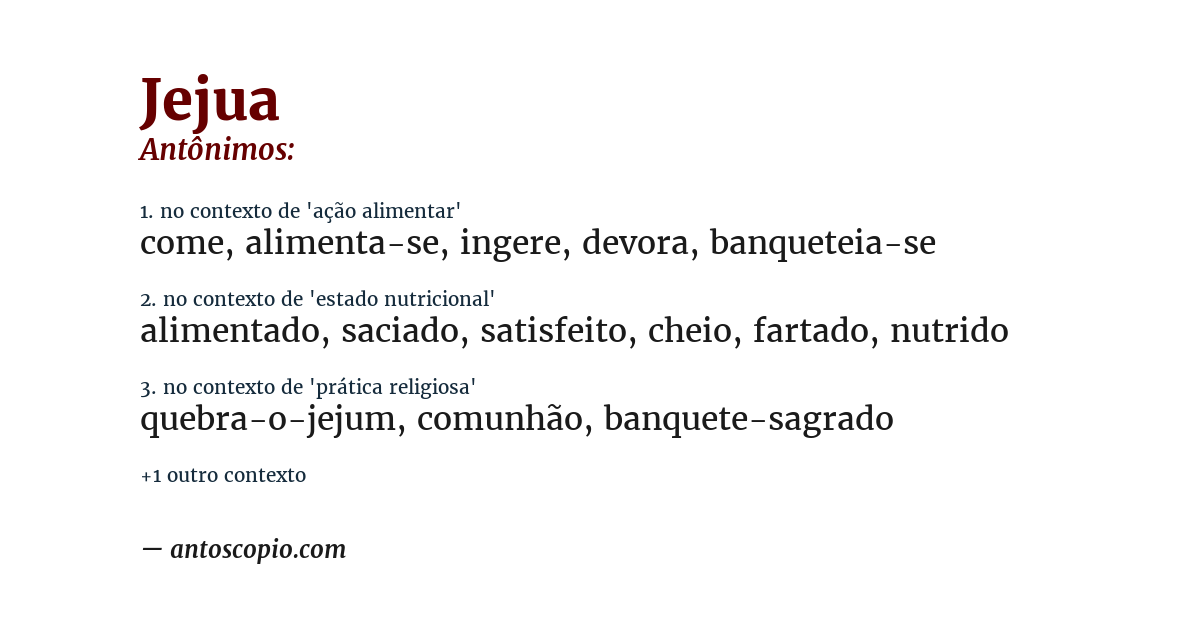 Antônimo de jejua