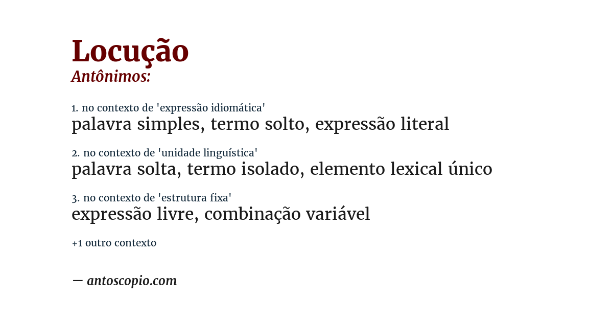 Antônimo de locução