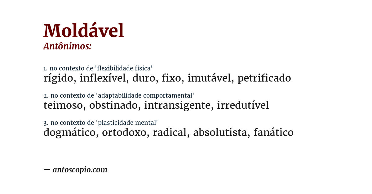 Antônimo de moldável